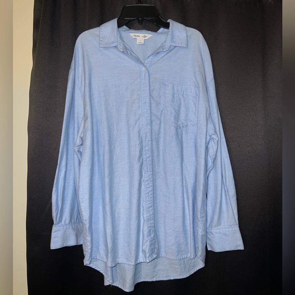 Old Navy The Boyfriend Shirt Oxford Blue - Picture 2 of 6